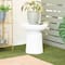 White Contemporary Garden Stool, 17" x 17" x 18"